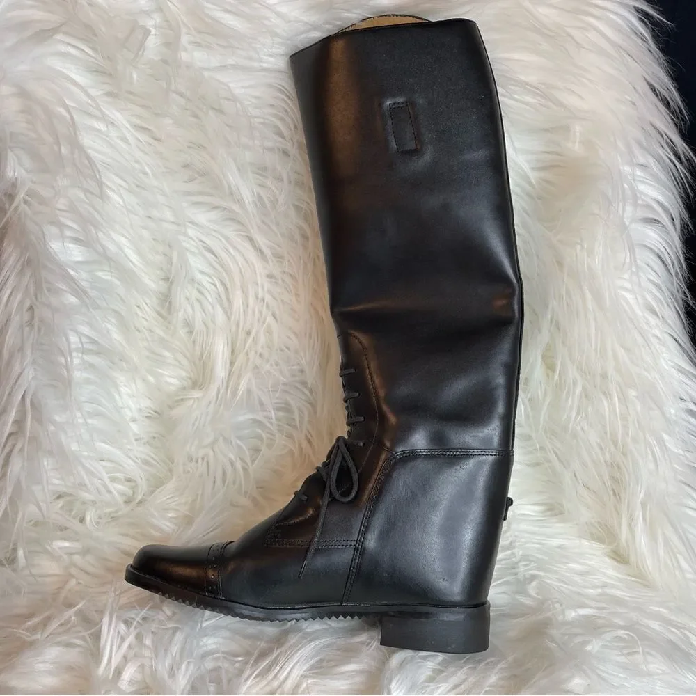 AMAZONAS Cavalier Lace Up Leather English Riding Field Equestrian Tall Boots 5R